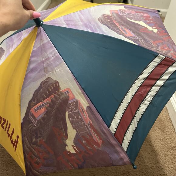 Rare! Vintage 1998 TOHO Godzilla Children’s Umbrella. Eat A Train! - Picture 4 of 9